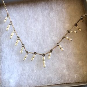 Pearl beaded and silver necklace